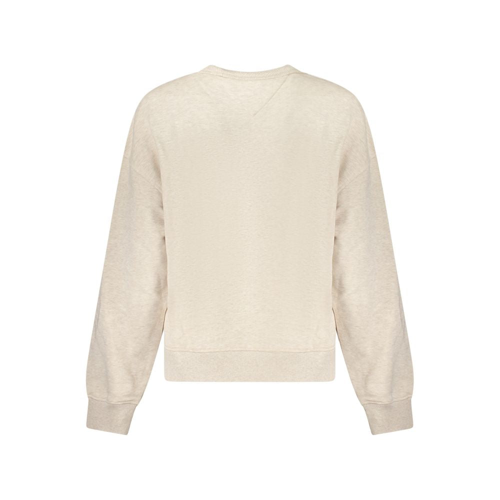 Back view of Tommy Hilfiger Beige Cotton Women Sweater showcasing premium fabric and design