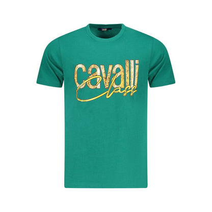 Cavalli Class Green Cotton Men T-Shirt