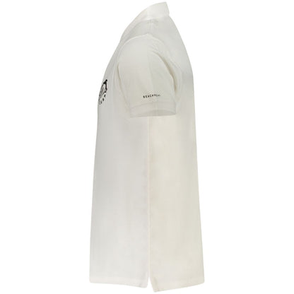 Side view of Trussardi White Cotton Men Polo Shirt showcasing the logo and short sleeves, embodying casual sophistication.