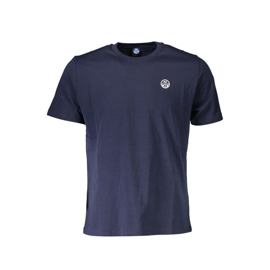 North Sails Blue Cotton Men T-Shirt, short sleeve, crew neck, iconic logo