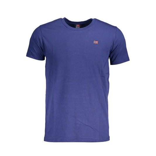 Norway 1963 Blue Cotton Men T-Shirt with crew neck and logo on chest, short sleeve, luxury fashion.