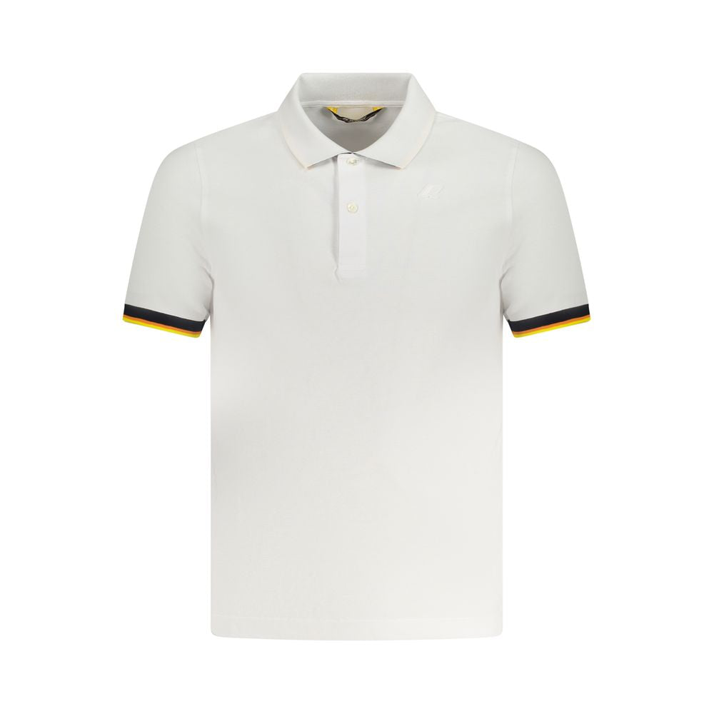 K-WAY White Cotton Polo Shirt, short sleeve, 2 buttons, contrasting details, logo application