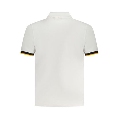 K-WAY White Cotton Polo Shirt with short sleeves, two buttons, contrasting details, and logo application, back view.