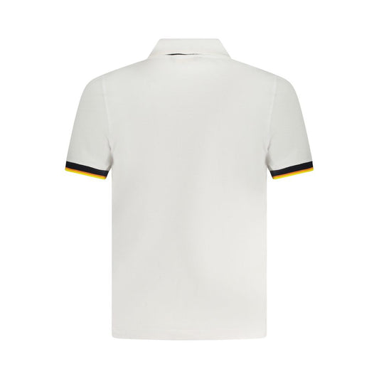 K-WAY White Cotton Polo Shirt back view, short sleeves, 2 buttons, contrasting details, logo visible