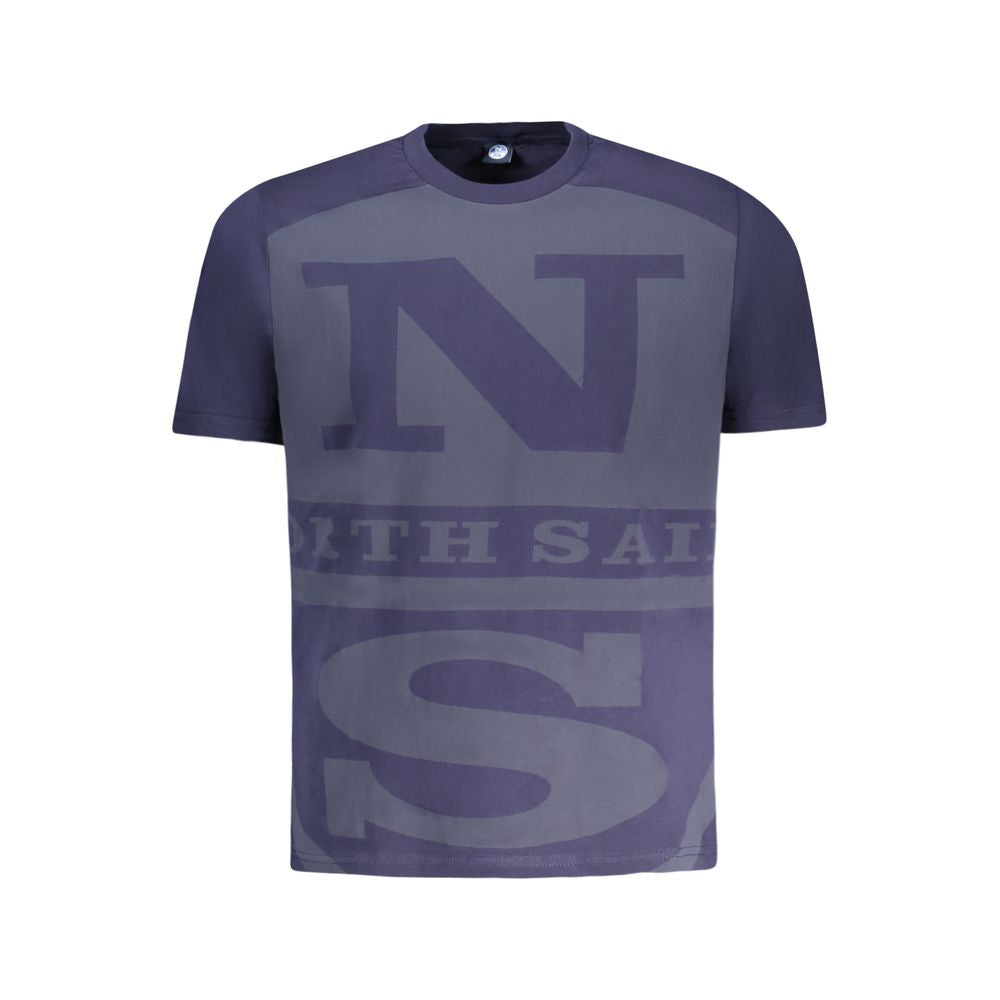 North Sails Blue Cotton Men T-Shirt featuring crew neck and signature logo design.