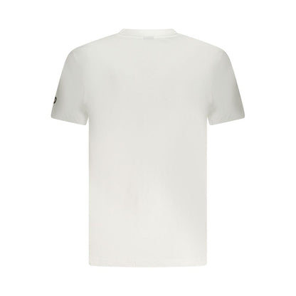Back view of Armata Di Mare White Cotton Men T-Shirt featuring bold print and logo, showcasing premium cotton fabric.