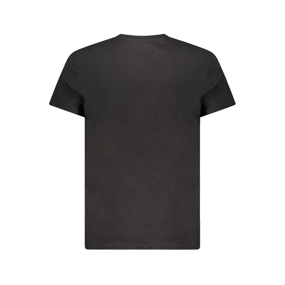 Rear view of Tommy Hilfiger Black Cotton Men T-Shirt featuring sleek design and eco-friendly material.