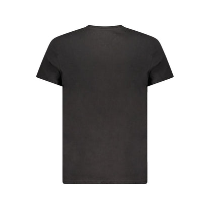 Rear view of Tommy Hilfiger Black Cotton Men T-Shirt featuring sleek design and eco-friendly material.