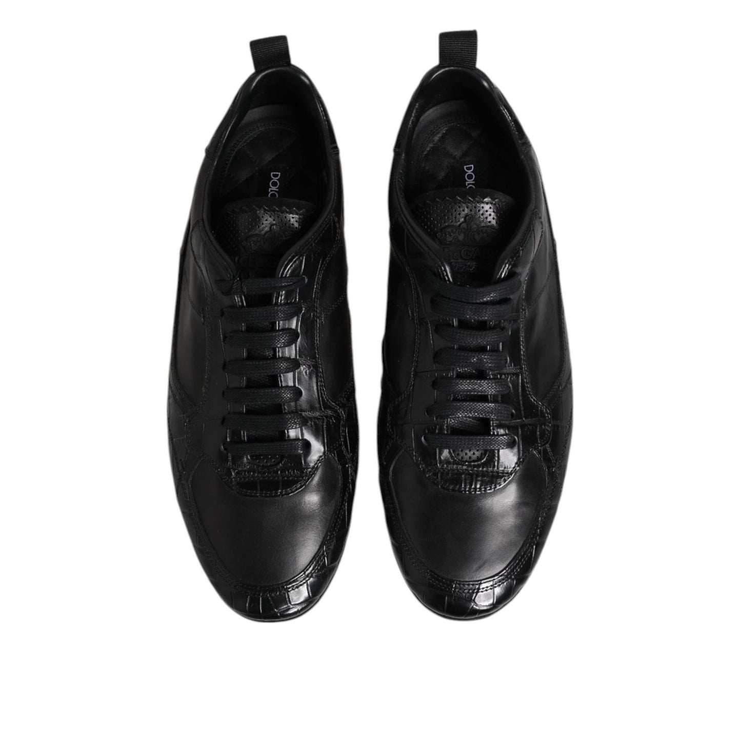 Dolce & Gabbana Black Exotic Leather Low Top Sneakers Shoes