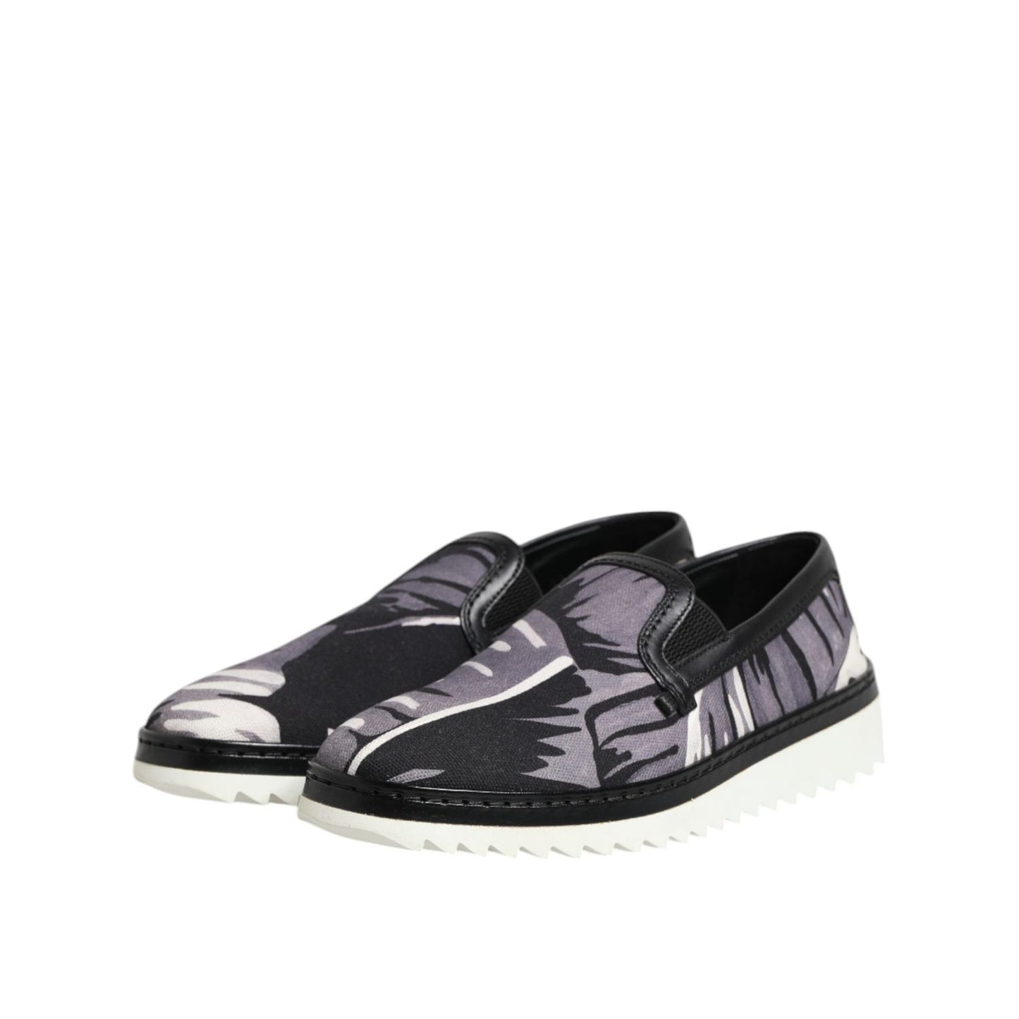 Dolce & Gabbana Black Tropical Slip On Men Sneakers Shoes
