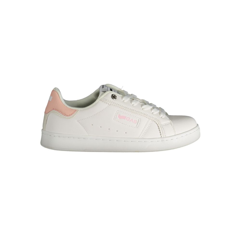 Gas White Polyester Women Sneaker with pink accents and stylish design for trendsetters.