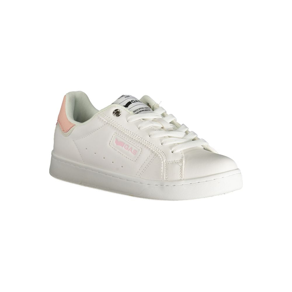 Gas White Polyester Women Sneaker with pink accents and sporty design