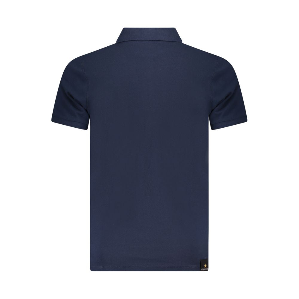 Back view of Accademia Militare Blue Cotton Polo Shirt with short sleeves and logo detail.