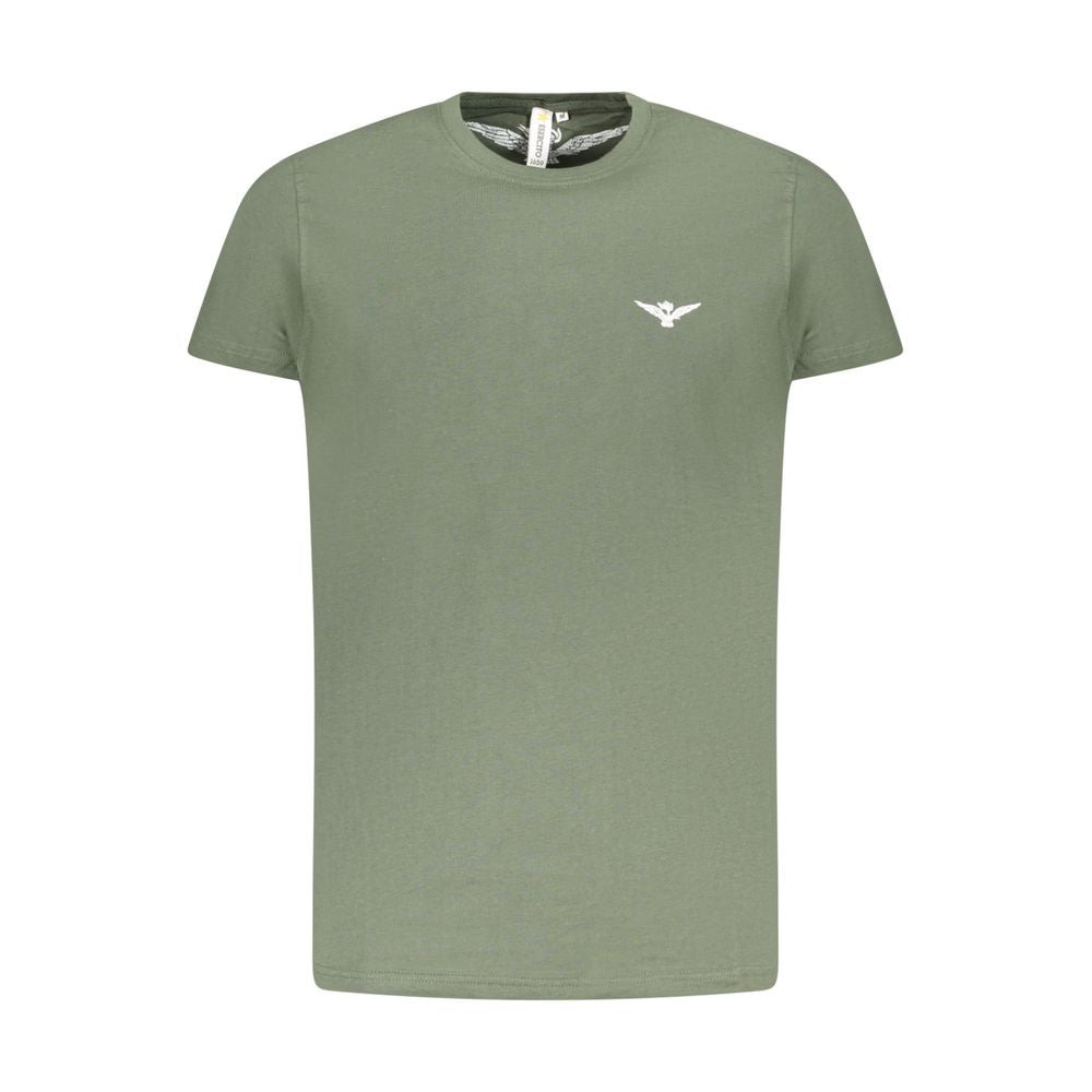 Accademia Militare Green Cotton T-Shirt - Short sleeve crew neck with eagle print and logo.