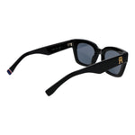 Tommy Hilfiger Black Women Sunglass with black acetate frame, grey lenses, and branded temple, offering 100% UVA & UVB protection.