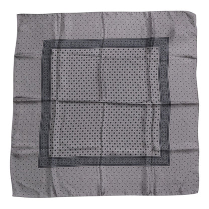 Dolce & Gabbana Gray Polka Dot Silk Square Men Foulard Scarf