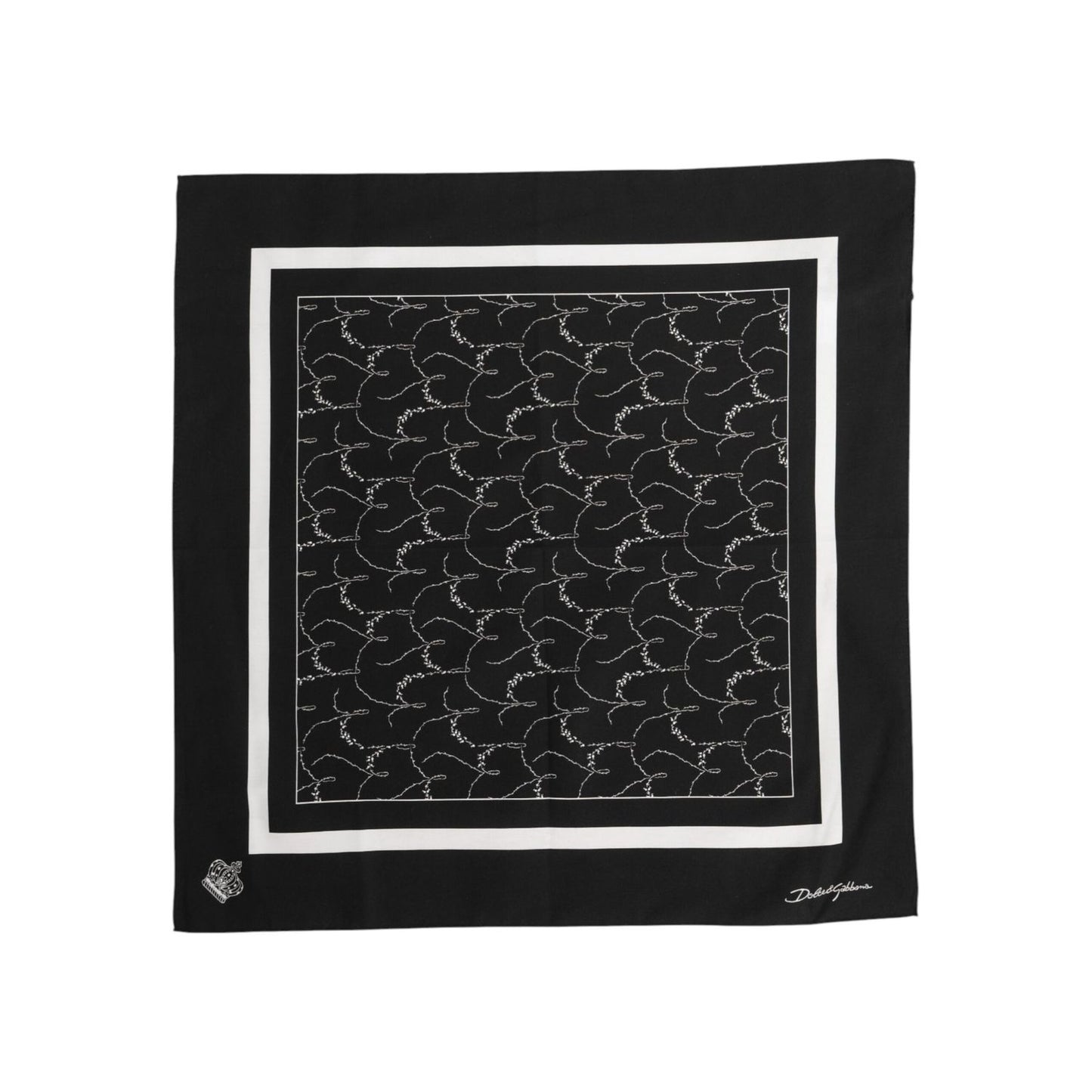 Dolce & Gabbana Black White Printed Square Foulard Scarf
