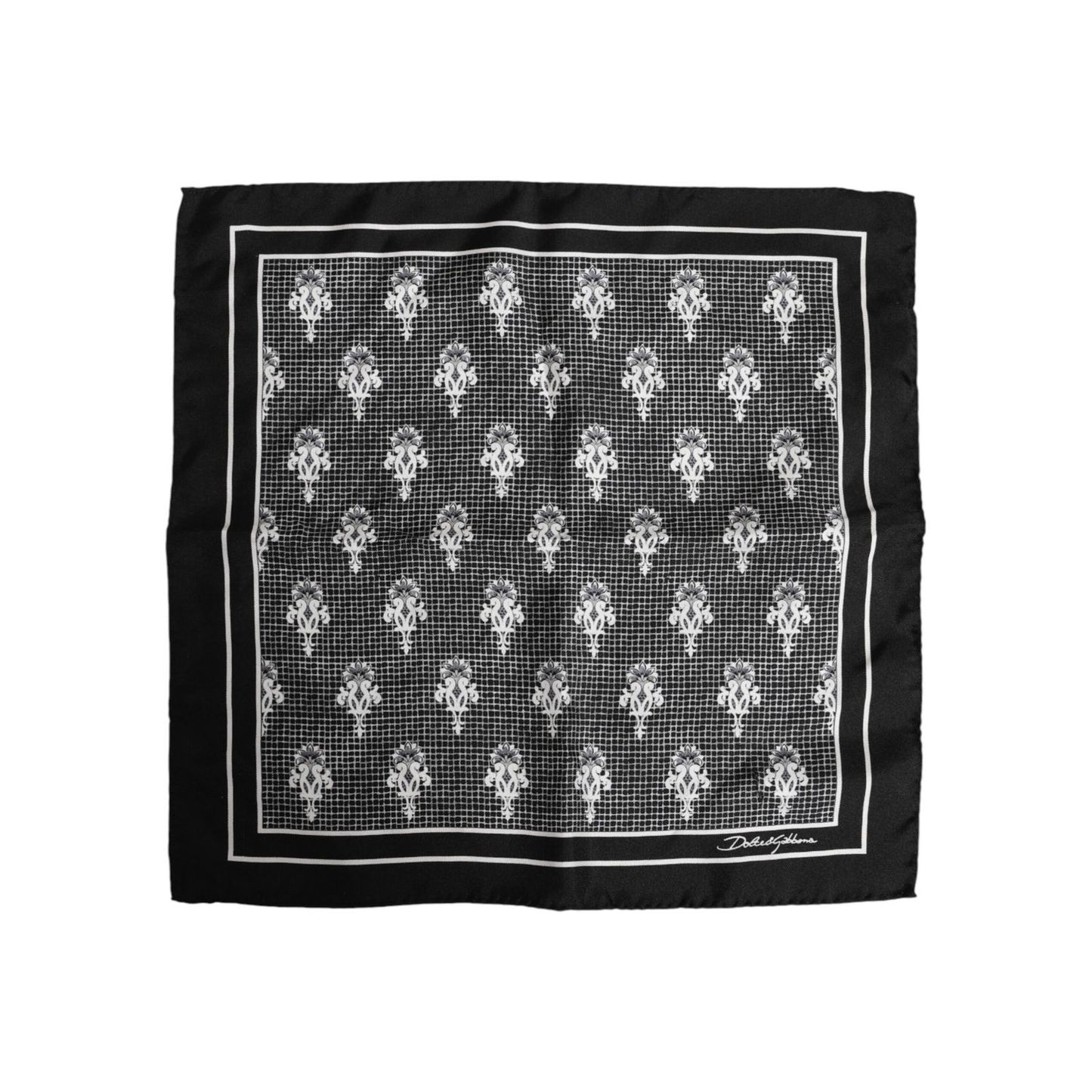 Dolce & Gabbana Black White Printed Square Foulard Scarf