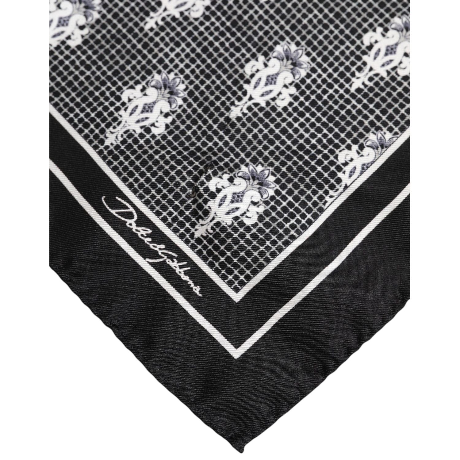 Dolce & Gabbana Black White Printed Square Foulard Scarf