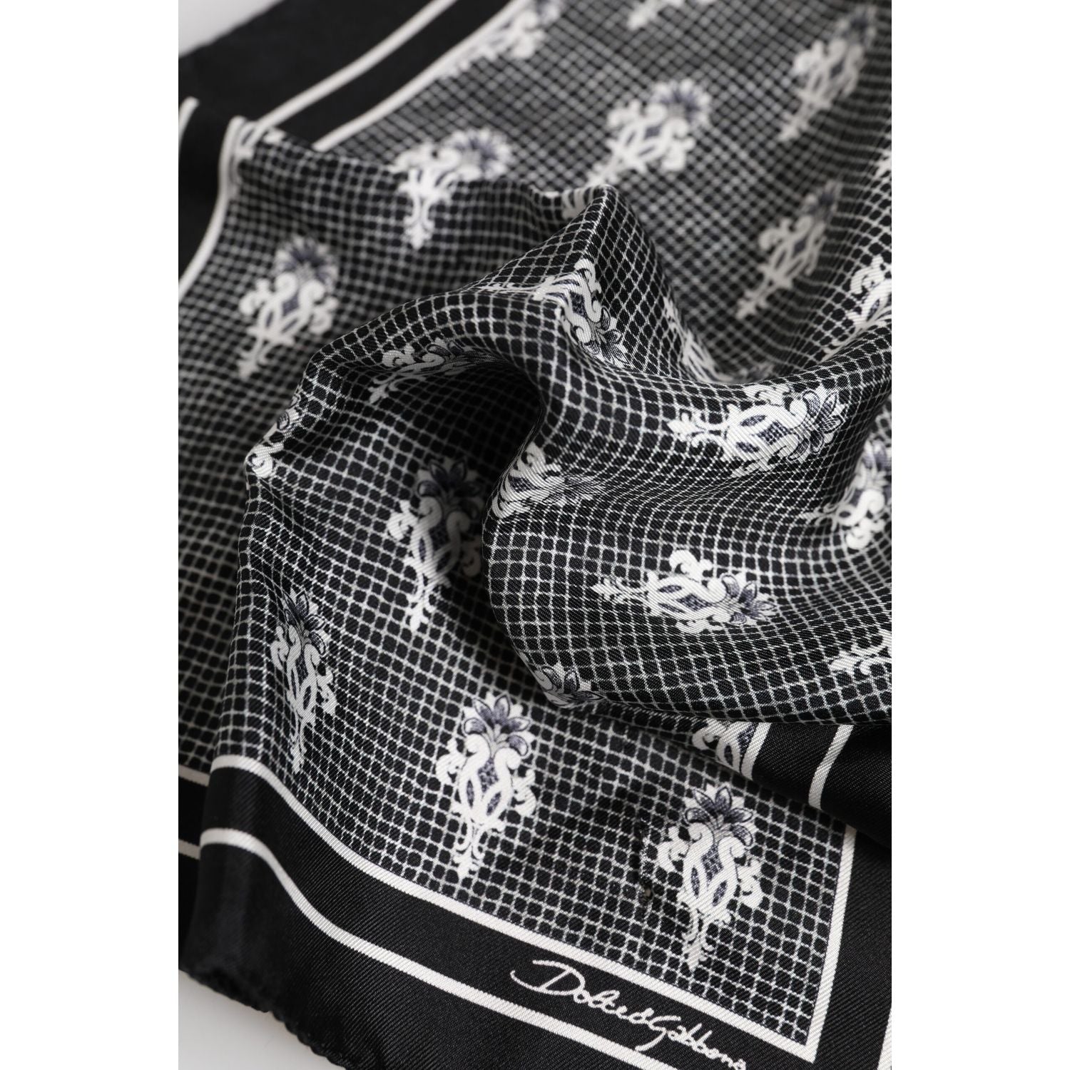 Dolce & Gabbana Black White Printed Square Foulard Scarf