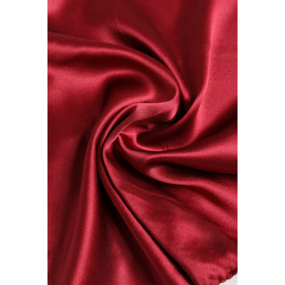 Dolce & Gabbana Red Solid Satin Silk Square Handkerchief Scarf