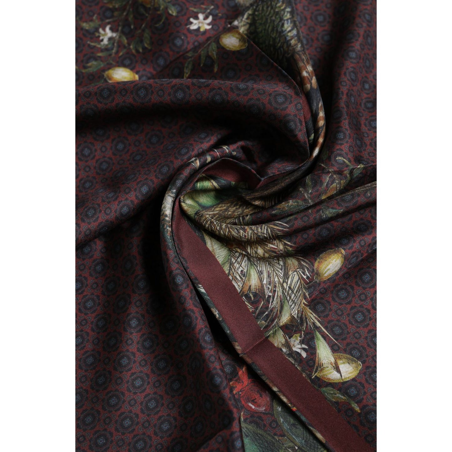 Dolce & Gabbana Brown Peacock Print Square Men Foulard Scarf