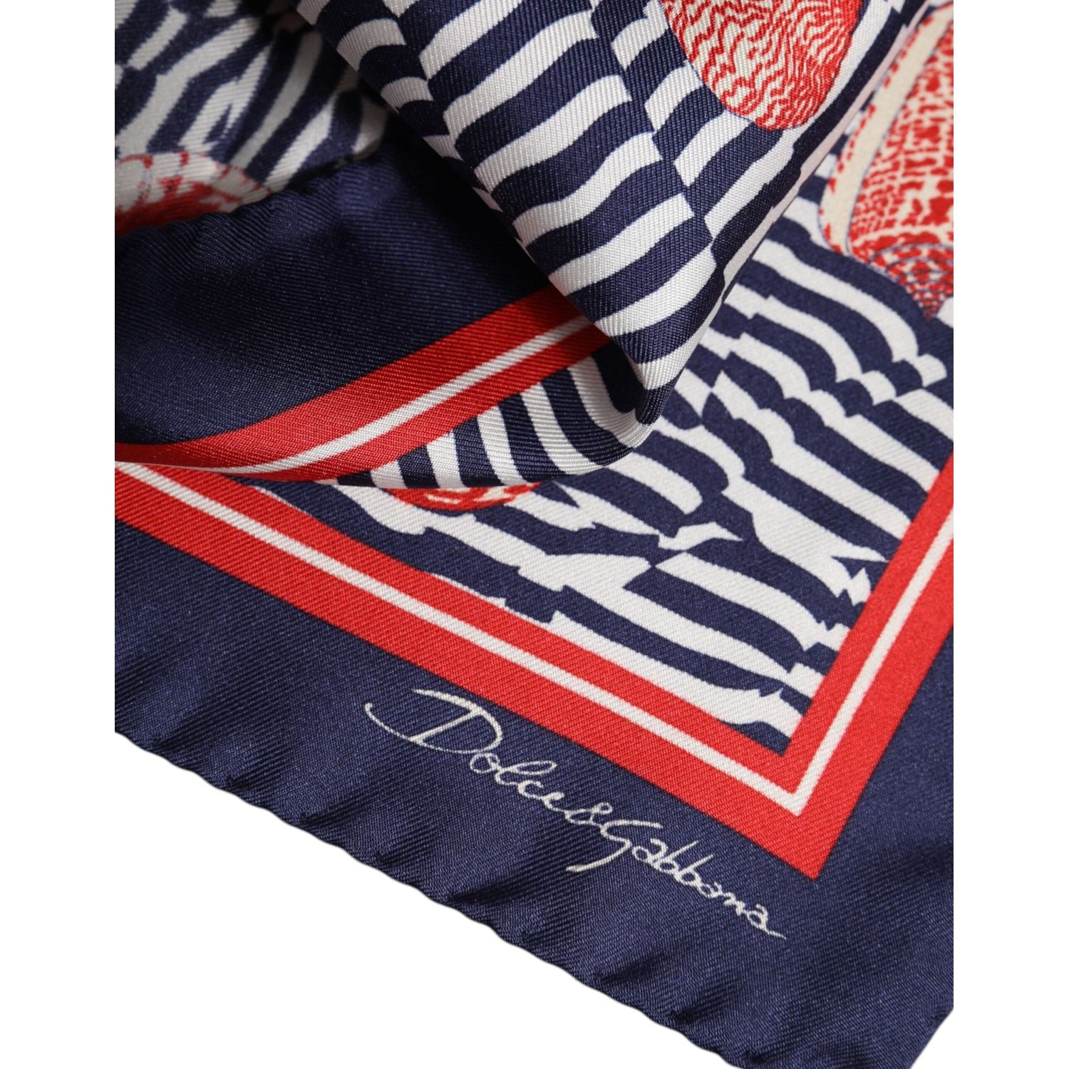 Dolce & Gabbana Multicolor Seashells Square Men Foulard Scarf