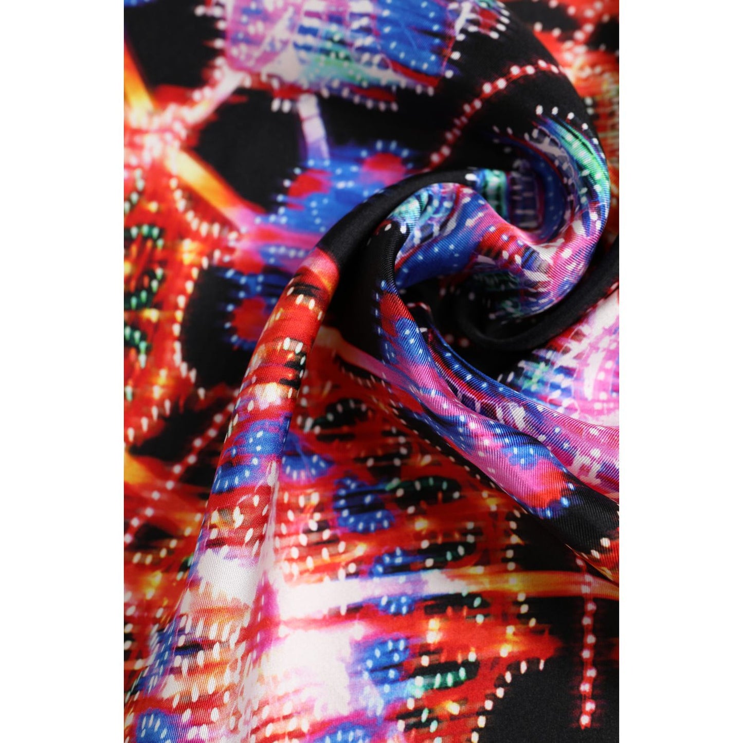 Dolce & Gabbana Black Multicolor Print Square Foulard Scarf