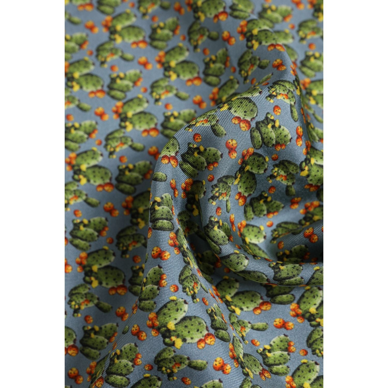 Dolce & Gabbana Gray Green Cactus Print Square Foulard Scarf