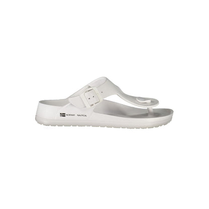 Norway 1963 White Plastic Women Sandal with adjustable buckle, elegant design and durable construction for summer fashion.