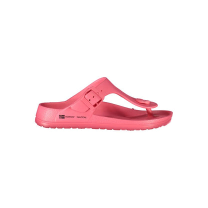 Norway 1963 Pink Plastic Women Sandal with adjustable buckle, contemporary bold print, chic comfort, and iconic logo detail.