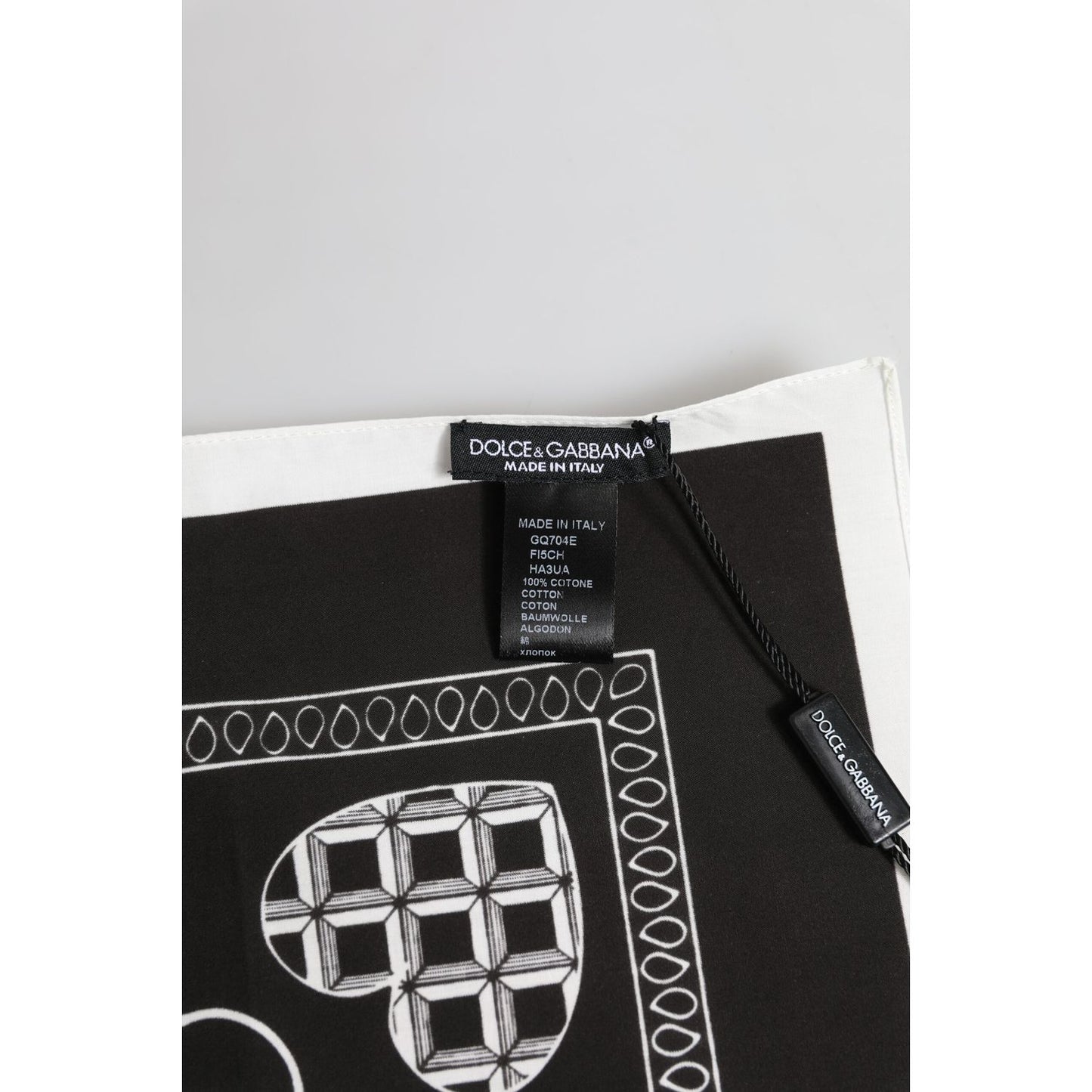 Dolce & Gabbana Black White Bandana Square Men Foulard Scarf