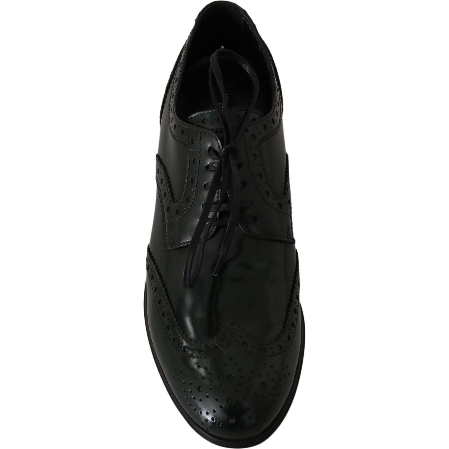 Dolce & Gabbana Green Leather Broque Oxford Wingtip Shoes