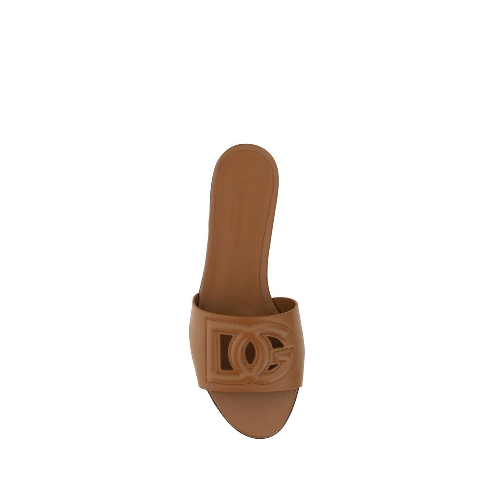 Dolce & Gabbana Brown Calf Leather Bos Taurus Sandals