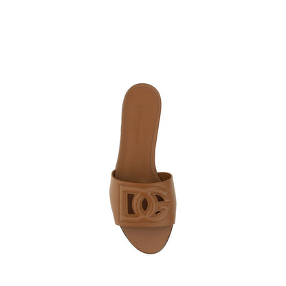 Dolce & Gabbana Brown Calf Leather Bos Taurus Sandals