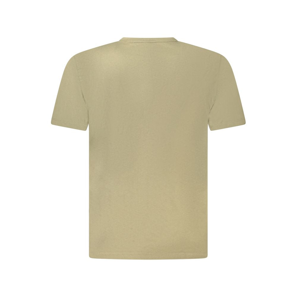 Back view of Hugo Boss Green Cotton Men T-Shirt showcasing casual elegance with distinctive logo and embroidery, ideal for modern style.