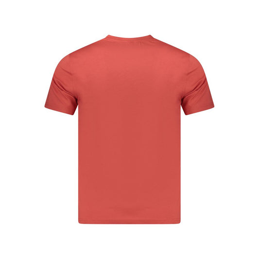 Back view of K-WAY Red Cotton Men T-Shirt showcasing short sleeves and crew neck design.
