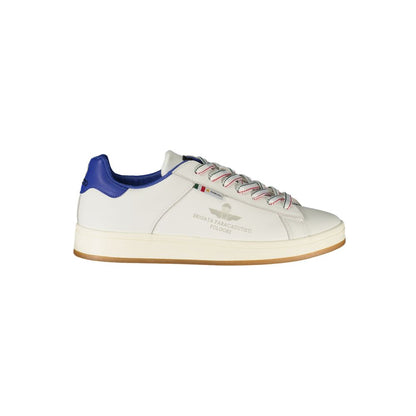 Esercito 1659 White Leather Men Sneaker with royal blue accents and logo detail, luxury and performance footwear for style.
