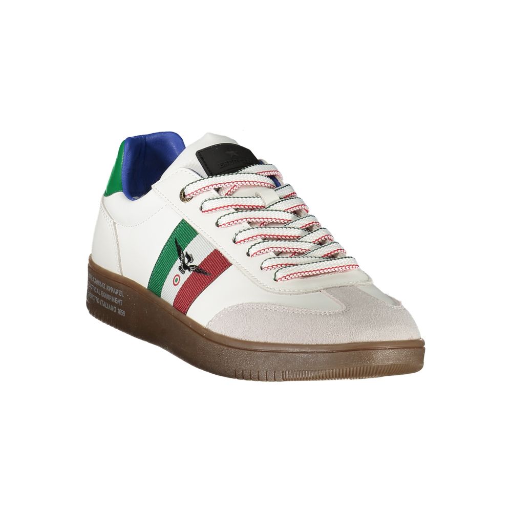 Esercito 1659 White Leather Men Sneaker with contrasting accents and logo, stylish sports shoe in white color