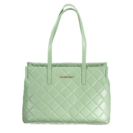Mario Valentino Green Polyethylene Handbag with double shoulder handles and zip closure.