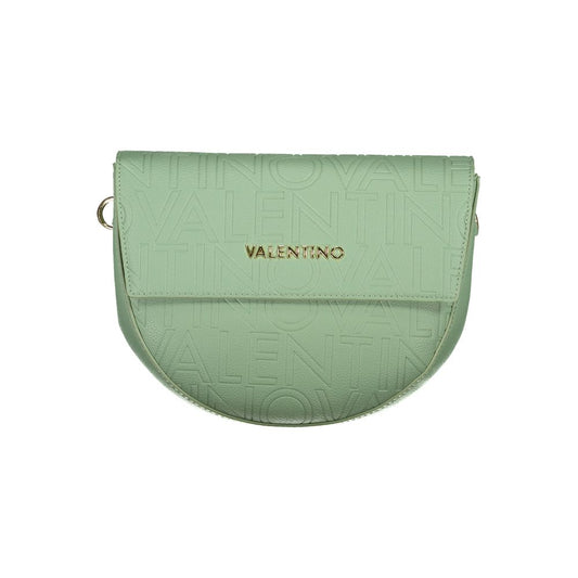 Mario Valentino Green Polyethylene Handbag with logo, adjustable straps, internal compartments, and automatic closure.