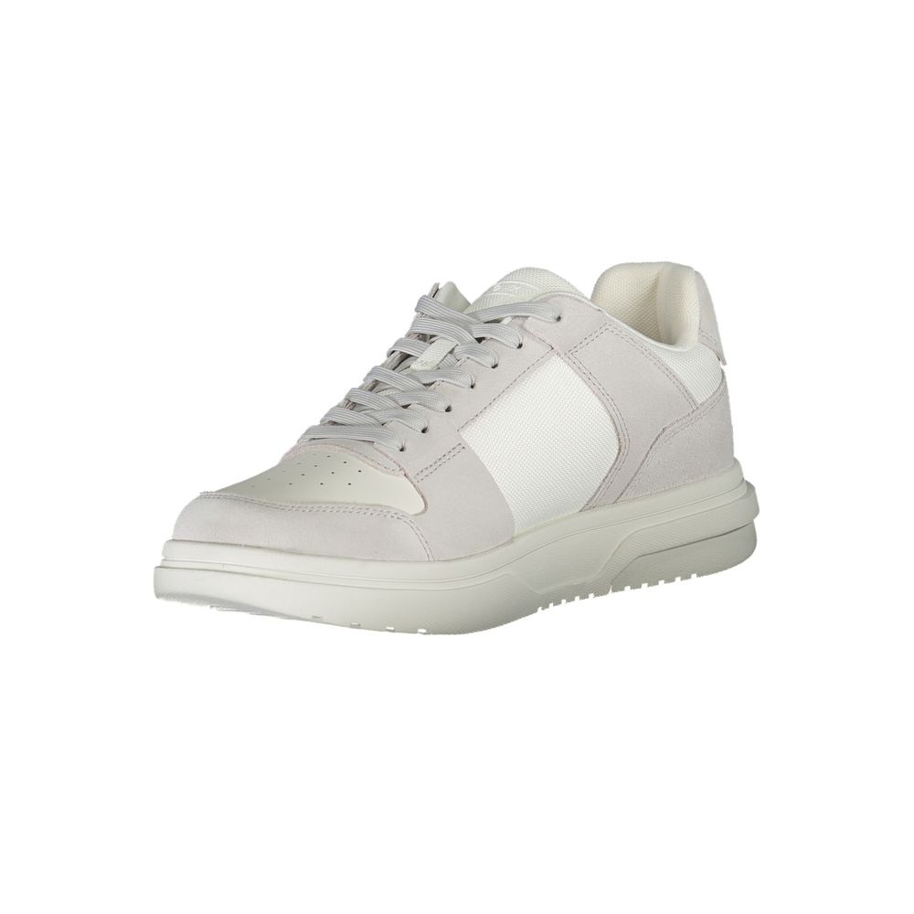 Tommy Hilfiger White Polyester Sneaker with laces, contrast details, and logo sports footwear.