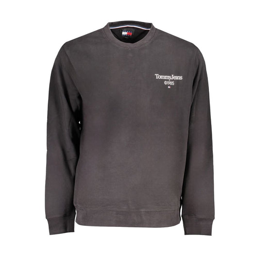 Tommy Hilfiger Black Cotton Men Sweater featuring sleek design with logo, crafted for comfort and style, made from regenerative cotton.