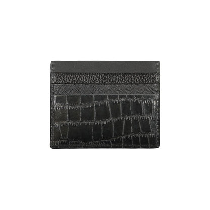 Tommy Hilfiger Black Leather Wallet with card holder, contrast details, and logo branding.