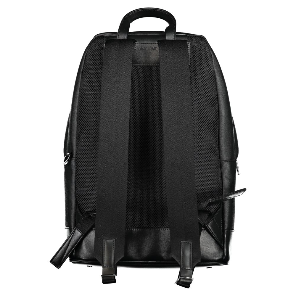Back view of Calvin Klein Black Polyester Backpack with adjustable straps and handle