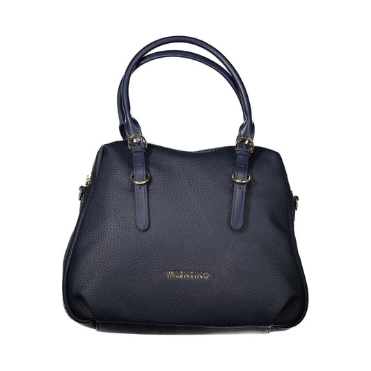 Mario Valentino Blue Polyethylene Handbag with adjustable handles and shoulder strap, featuring internal pockets and zip closure.