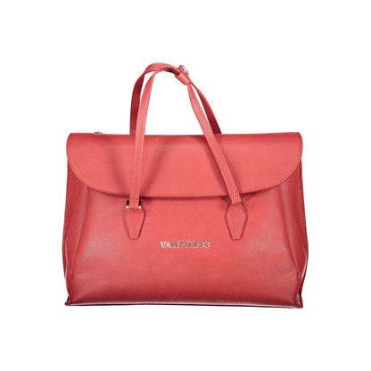 Mario Valentino Red Polyethylene Handbag with handles, adjustable strap, external pocket, and logo, eco-friendly design.