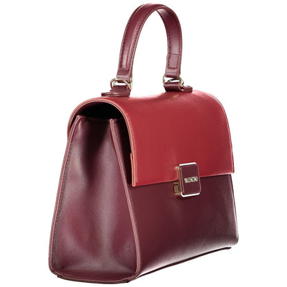 Mario Valentino Red Polyethylene Handbag with handle, shoulder strap, and multiple pockets. Fashionable with snap closure and protective feet.