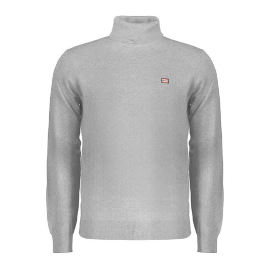 Norway 1963 Gray Polyester Sweater with turtleneck and embroidery logo, long sleeves, ideal for cozy comfort and style.