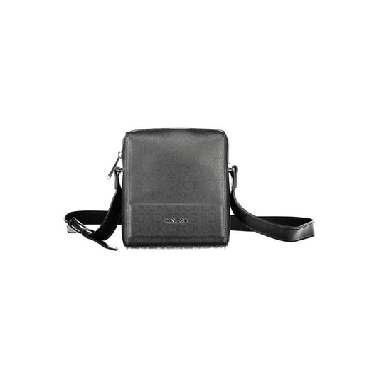 Calvin Klein Black Polyester Shoulder Bag with adjustable strap, inside pocket, zip closure, logo detail, made from 50% recycled materials